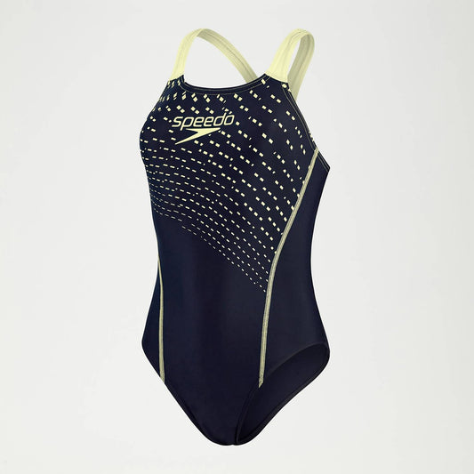 SPEEDO Women's Navy Blue Medley Logo Swimsuit